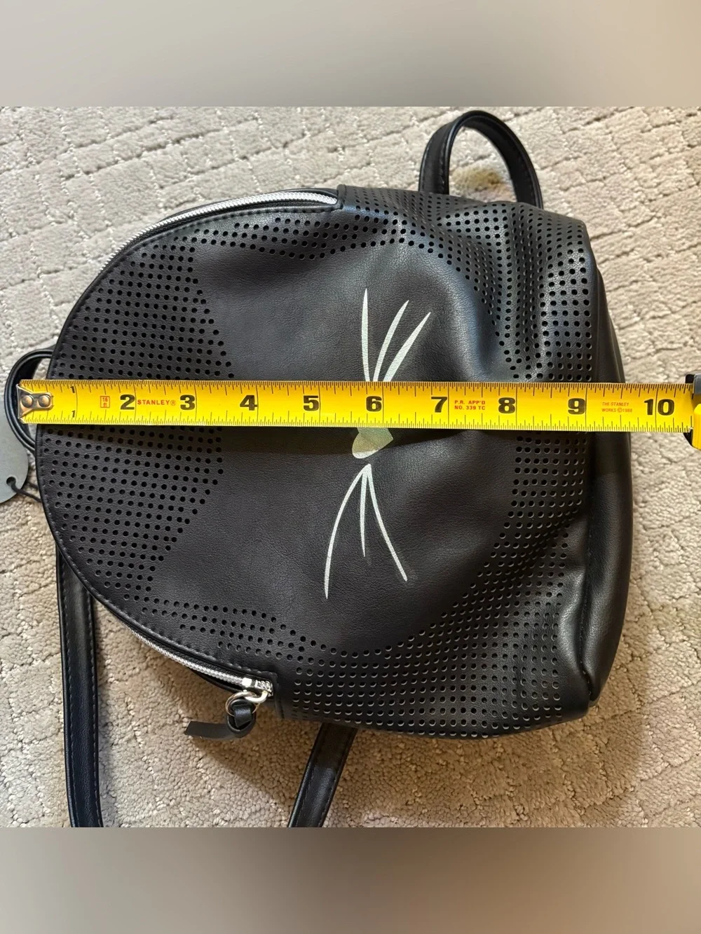 T-Shirt & Jeans Black Cat Mini Backpack with White Whisker Detail